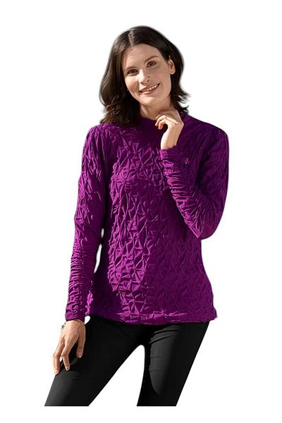MAMAYAGA Women's Stand-Up Collar Gathered Front Gimped Textured Sports Stylish Curve Plus Size Design Blouse