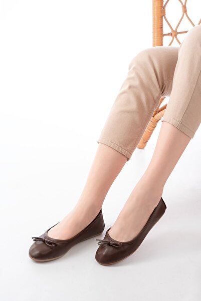 Mida Shoes 6101 Kahve Günlük Fiyonklu Kadın Babet