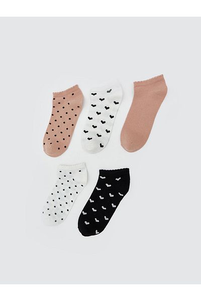 LC Waikiki Lcw Kids Pink Patterned Girls' Booties Socks 5-Piece