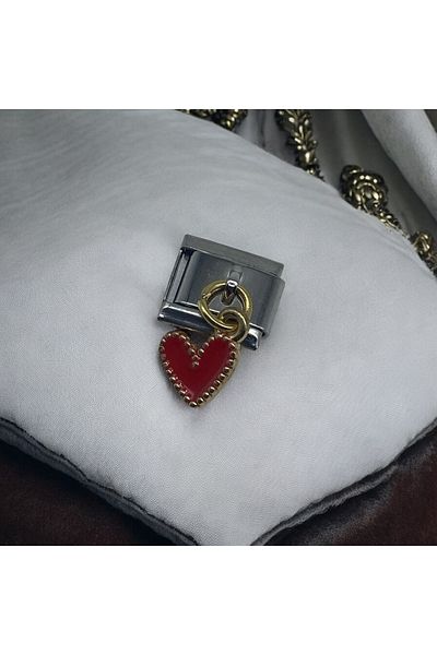stainles steel Italian Shaped Heart Detailed Charm