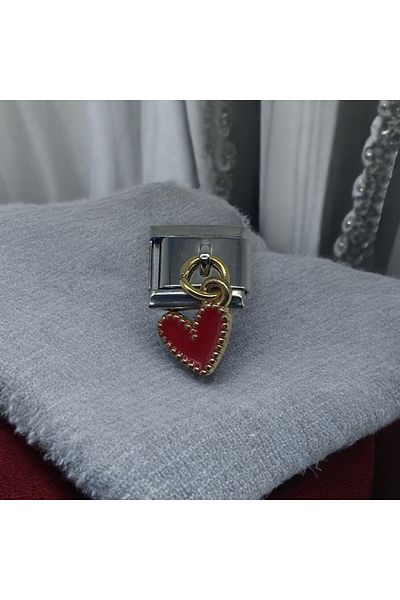 stainles steel Italian Shaped Heart Detailed Charm