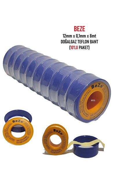 BEZE (10'lu Paket) 12mm x 0.1mm x 8mt Doğalgaz Teflon Bant