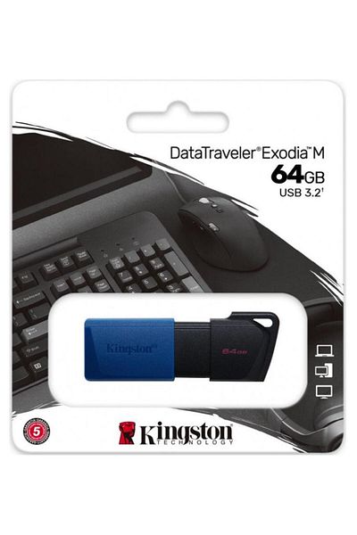 Kingston Stick USB Kingston Data Traveler EXODIA, 64GB, USB 3.2 (Negru/Albastru)