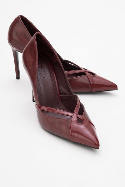 LuviShoes RUBY Βουργουνδία Skin λουστρίνι Λεπτομερή γυναικεία ψηλοτάκουνα παπούτσια
