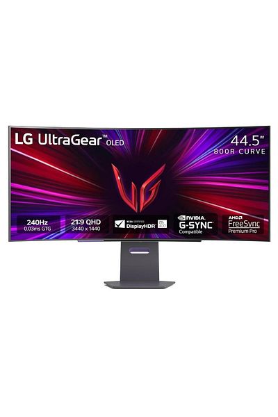 LG Monitor Gaming OLED LG 44.5" 45GS95QE-B, WQHD 3440 x 1440, HDMI, DisplayPort, Ecran curbat, 240 Hz