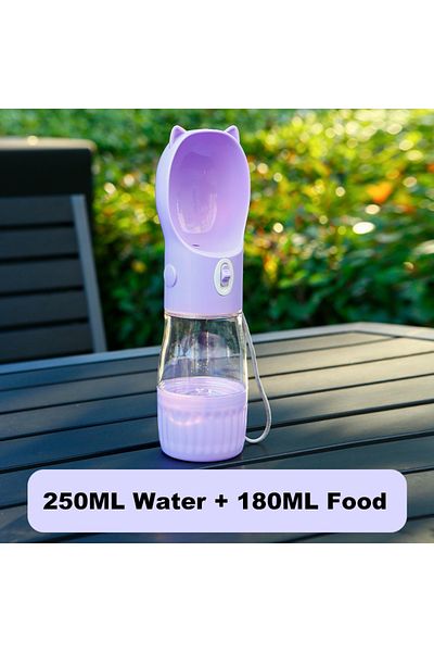 Choice Purple Portable Dog Water Bottle With Food Cup For Small Large Dog Cats Outdoor Walking Drinking Fee