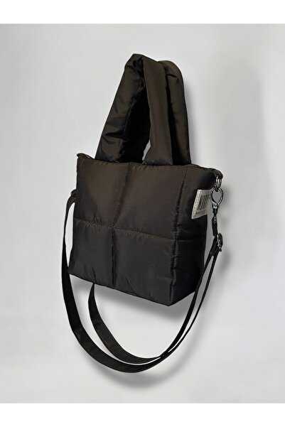 Nuggita Kadın Çanta Siyah - Piccolo Quadrato - Su Geçirmez Puf Kumaş