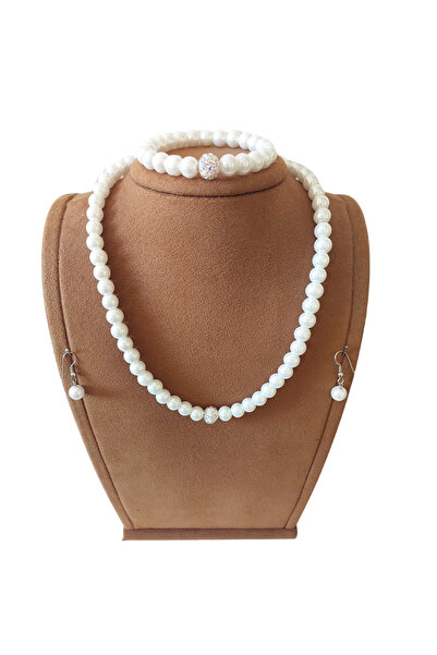 AYTENS TAKI İnci Kolye Bileklik Küpe Set