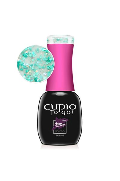 Cupio Oja semipermanenta Cupio To Go! Glitter Splash - Aqua Glam 15 ml