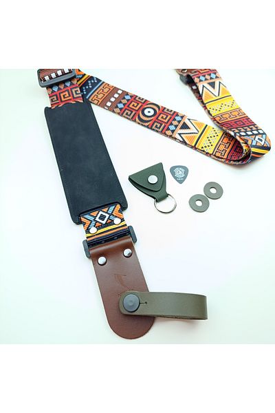 MEDUSA Brownie Sr Model Electric Guitar Strap, Strap Lock, Pick Holder, Head Connect Device