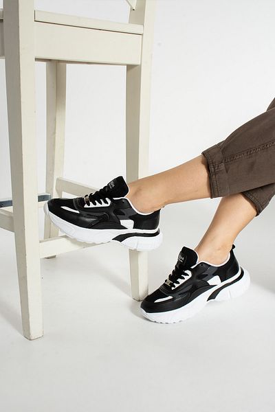 Getcho Babel Black Women's Sports Shoes Thick Sole Comfortable Structure Stylish Summer Sneaker Model for Daily Walking