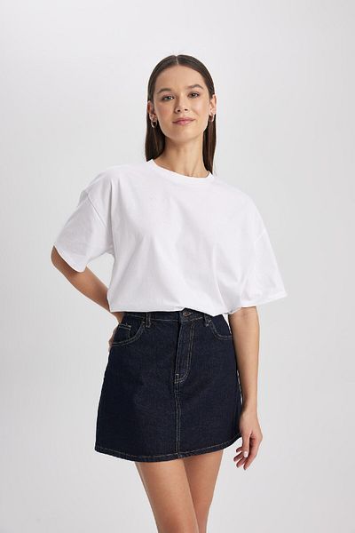 DeFacto Oversize Wide Fit Crew Neck Basic μασίφ κοντομάνικο T-shirt V4136az24sp