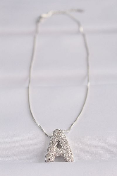 Skygo 316L Steel Chain Zircon Stone Letter a Silver Color Bubble Necklace - Tj-Bko8592