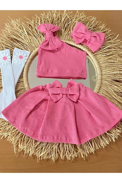 EBRU ÖZÖRGÜCÜ Girl's Crop Bady Socks Skirt Bandana Suit