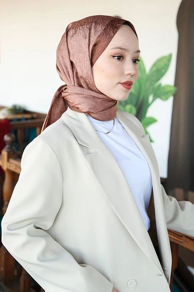 Hint İpek Premium Lux Original Monogram Shawl (Silk Voile, High Quality, Lightweight, Casual, Stylish, Testure Clothing)