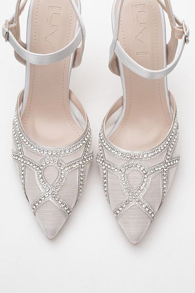 LuviShoes Pantofi de seara pentru dama VOLBY Silver Satin Stone
