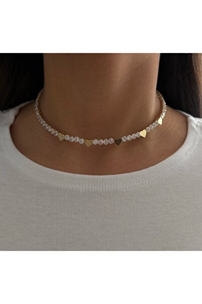 h&b design jewel Çelik Kalpli Su Yolu Choker