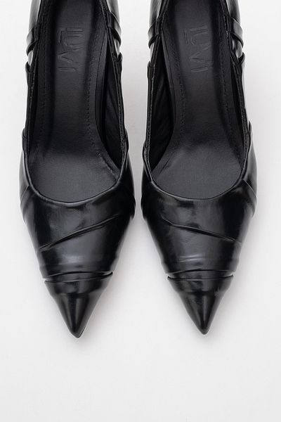LuviShoes حذاء ANLY نسائي بكعب رفيع باللون الأسود