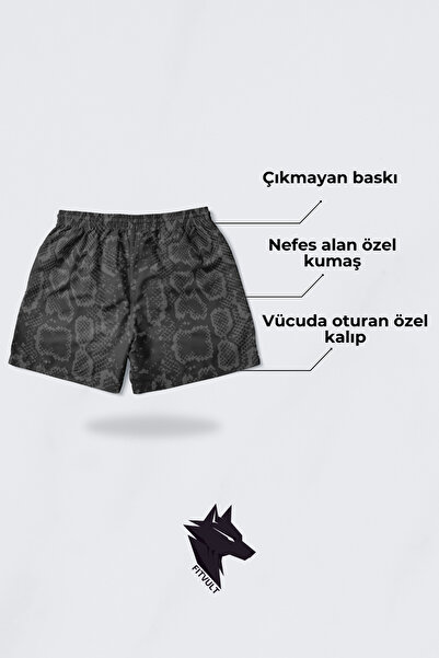 FitVult Mma Antrenman Spor Şortu Nefes Alabilen Hızlı Kuruyan Yüksek Kalite Özel Yılan Desen Baskı Gym