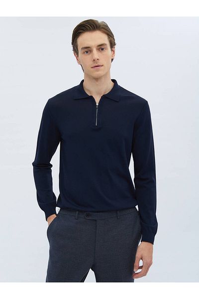 Kip Polo Neck Plain Knit Knitwear Sweater