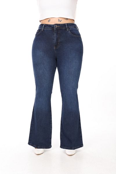 Era Lisa Navy Blue Flare Leg Plus Size Jeans Pants.