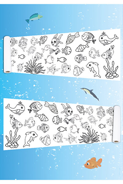 Natureplaydesign Balık temalı dev 2 metre boyama kağıdı Eğitici aktivite çokl...