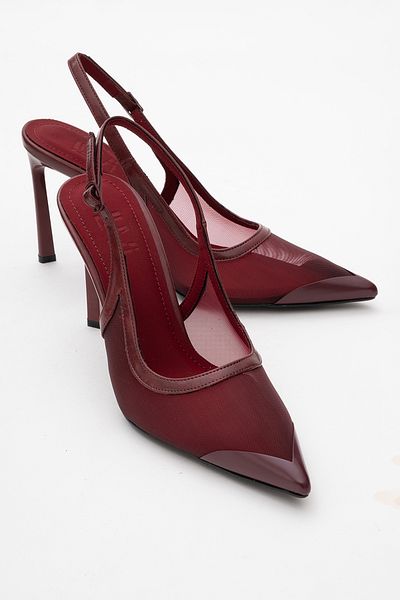 LuviShoes Γυναικεία ψηλοτάκουνα παπούτσια VENAS Burgundy Mesh