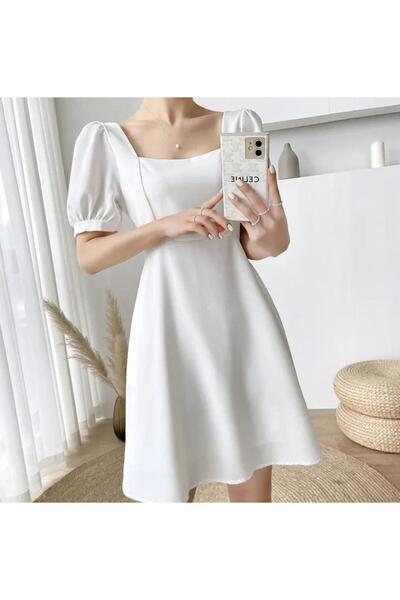 Styling Park Balon Kol Cepli Mini Elbise Davet Balo Mezuniyet Özel Gün