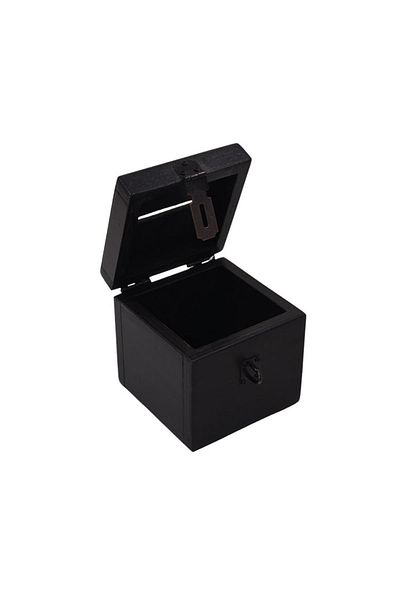 t tun's woods Black Wooden Typebox with Padlock Gift 12X12Cm (Height 12cm)