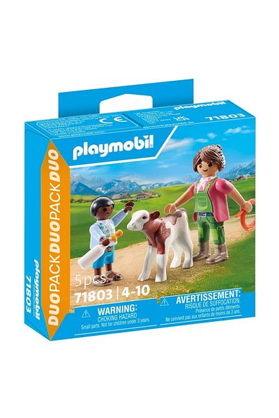 Playmobil - Set of 2 figurines Farmer Woman with Child and Calf