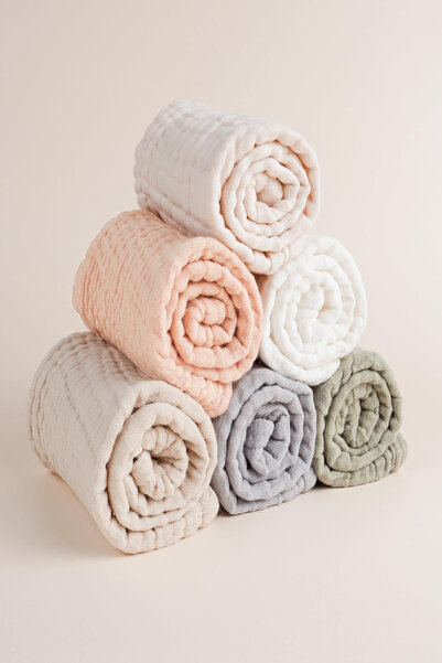 BEBİS 100% Organic Cotton 3 Pieces 4 Layer Muslin Fabric Shoulder Cover Mouth Handkerchief Back Handkerchief 25X50