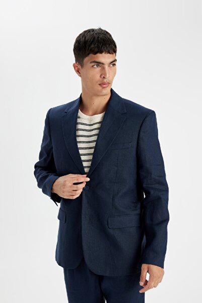DeFacto Regular Fit Half Lining Summer Linen Blazer Jacket Z8075Az24Sm