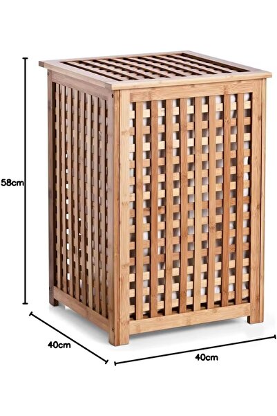 BLUE SİDE Çok Fonksiyonlu Açılabilir Kapaklı 58/ \40 cm Naturel Çamaşır Sepeti