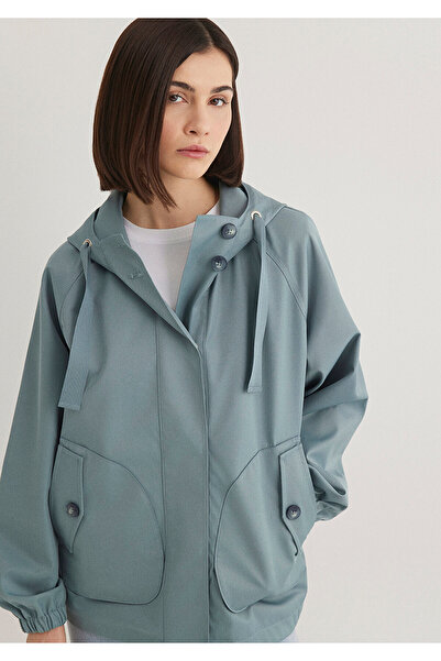 Mavi Kapüşonlu Mavi Ceket Oversize / Geniş Kesim 1110014-81324