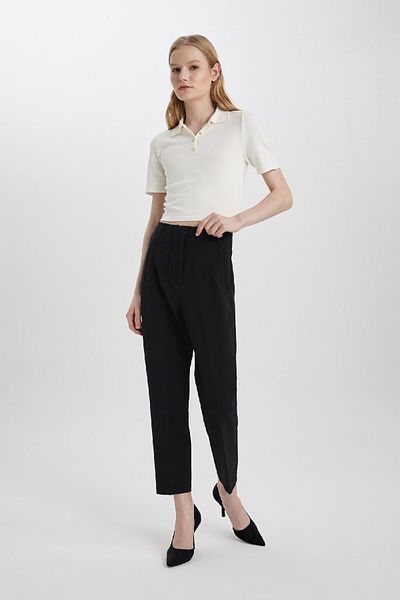 DeFacto High Waist Zippered Skinny Crop Trousers - Carrot Fit C2466ax24sp
