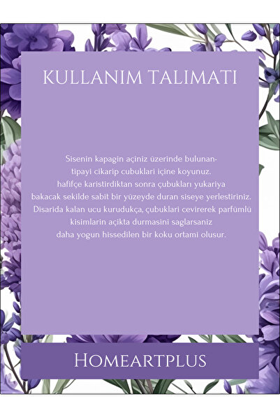 homeartplus Doğal Lavanta Oda Kokusu Bambu Esansiyel Uçucu Yağ 50 ml – Kalıcı Aromaterapi