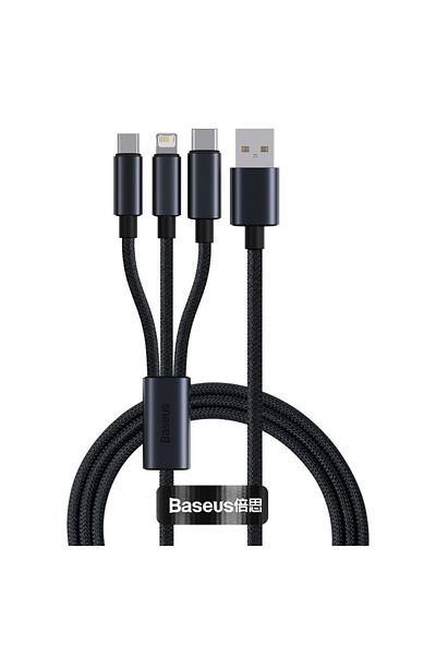 Baseus 1.2m Black 3 In 1 Usb Cable Type C Cable For Samsung Xiaomi Mi 9 Huawei Cable