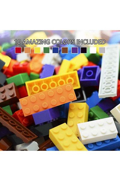 COOYA Set of 100 Blocks. 10 Different Colours, Age 6+, For Children's Imaginative Architecture