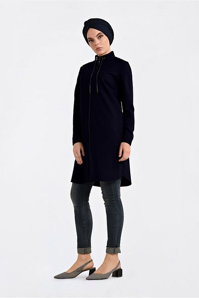 Alvina Hakim Collar Laces Chain Detail Tunic 4772