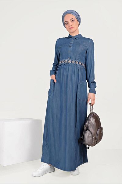 Alvina Button Detailed Denim Dress 40541