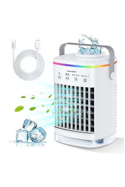 COOYA Ultra-Quiet Air Cooler with 3 Modes and 7-Colour Glow-in-the-Dark Light, With 700 Ml Water Tank