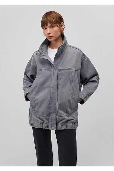 Mavi Stand Collar Gray Denim Jacket 1110521 -87974