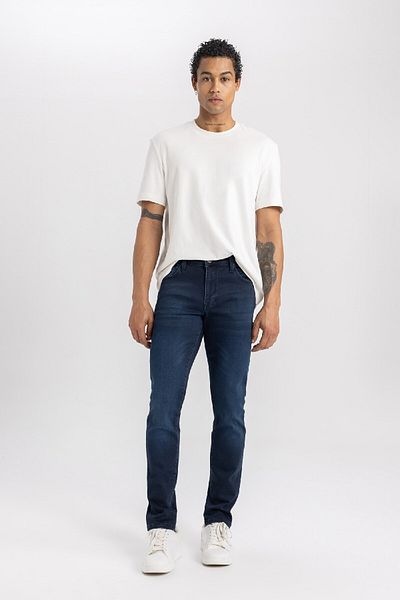 DeFacto Pedro Slim Fit Штани з вузькою талією з нормальною талією з джинсової тканини C3905AX24SP