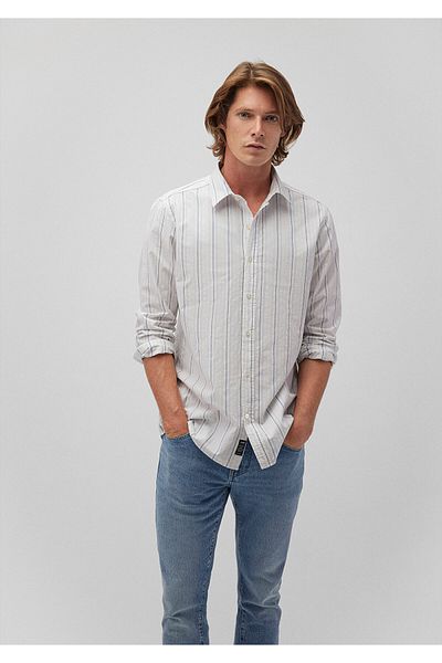 Mavi Λευκό ριγέ Slim Fit πουκάμισο - 0211144 -70872