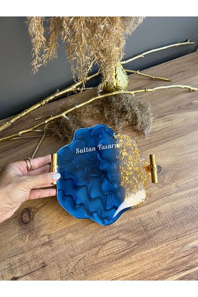 Sultan Tasarım Single Serving Gold Leaf Epoxy Tray