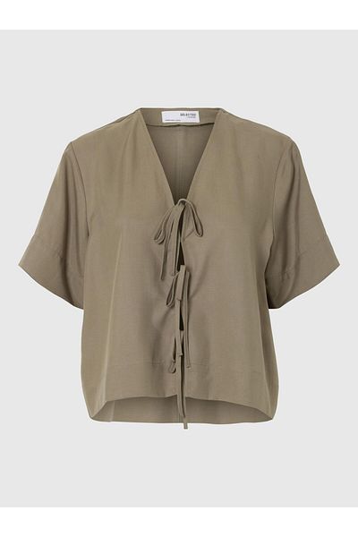 Selected Femme Top mit V-Ausschnitt Vorn gebundene