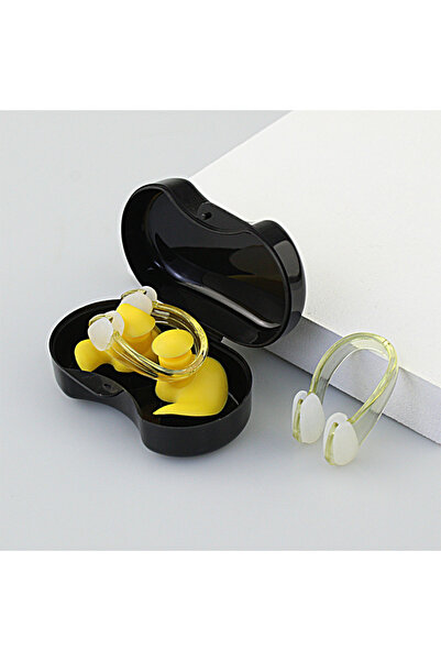 Choice سدادات أذن سباحة من السيليكون الأصفر مع مشبك أنف - سدادات أذن للنوم مض...