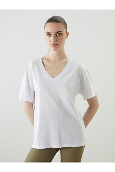 LC Waikiki Rmz Gi̇yi̇m Farkiyla V Dikim Loose Fit Women's T-Shirt