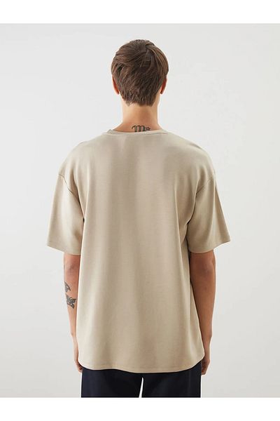 LC Waikiki Lcw Vision Beige Crew Neck Men's Short Sleeve T-Shirt
