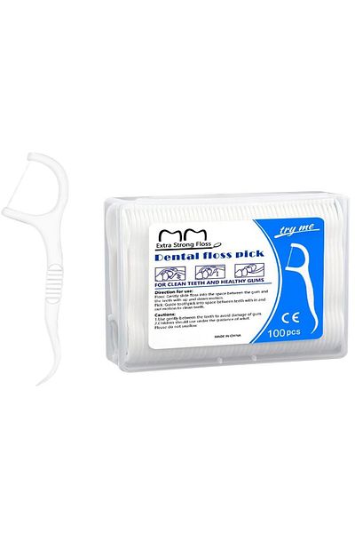 COOYA Disposable Dental Floss Picks, Portable Toothpicks Flossers, 100 Pcs/Box(White)